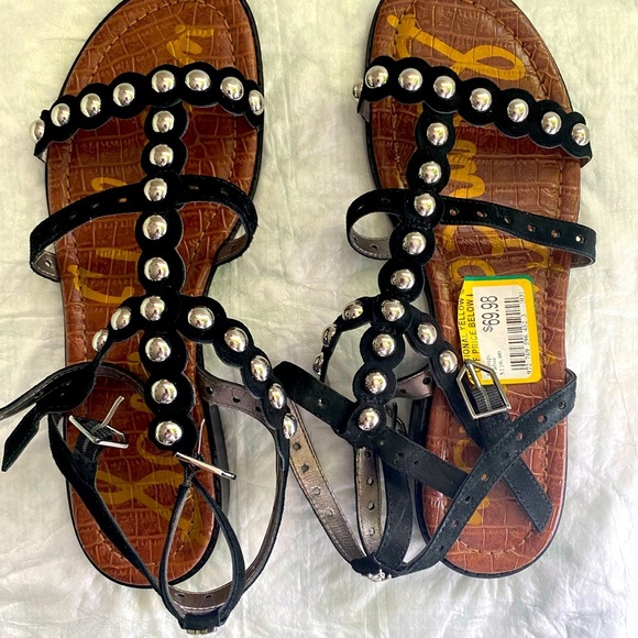 New Black Sam Edelman Suede Sandal size 8 1/2 - Picture 2 of 4
